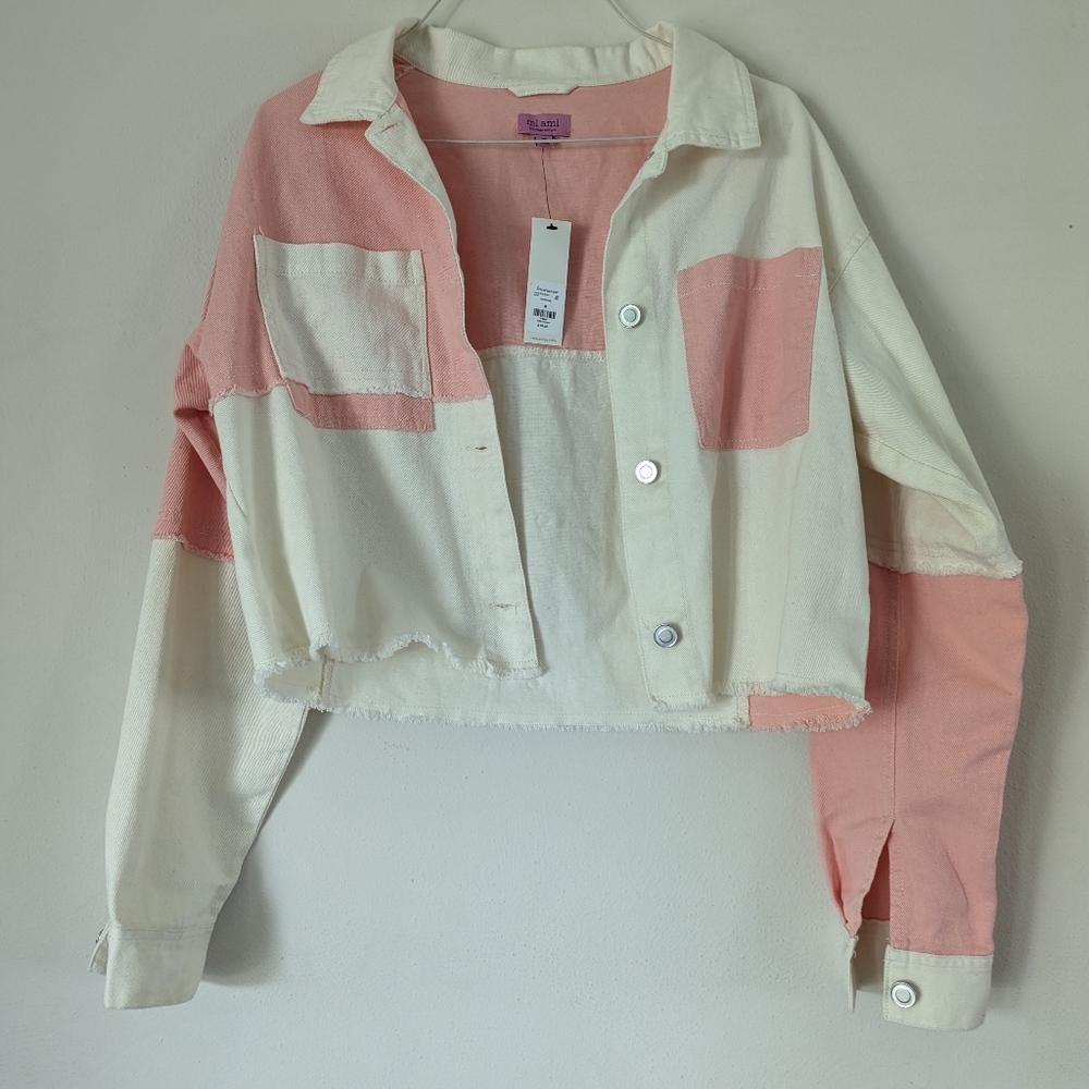 Maya Color Block Cropped Shacket Size Medium